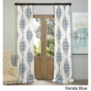 RÈM VẢI HỌA TIẾT HOA VĂN XANH TRẮNG HP0001